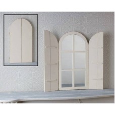 Window Mirror Wall Decor Shutters Opens Closes Prim White 24x22 Wood   401526101996